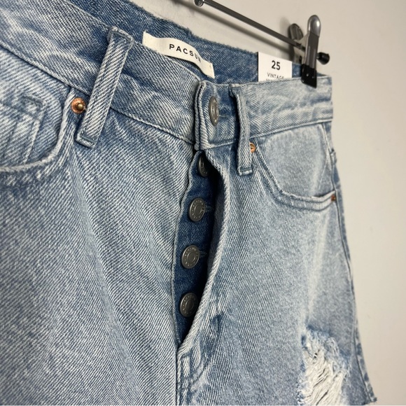 NWT PacSun Light Blue Ripped Vintage High Waisted Denim Shorts 25 Boho Beach - Picture 7 of 16